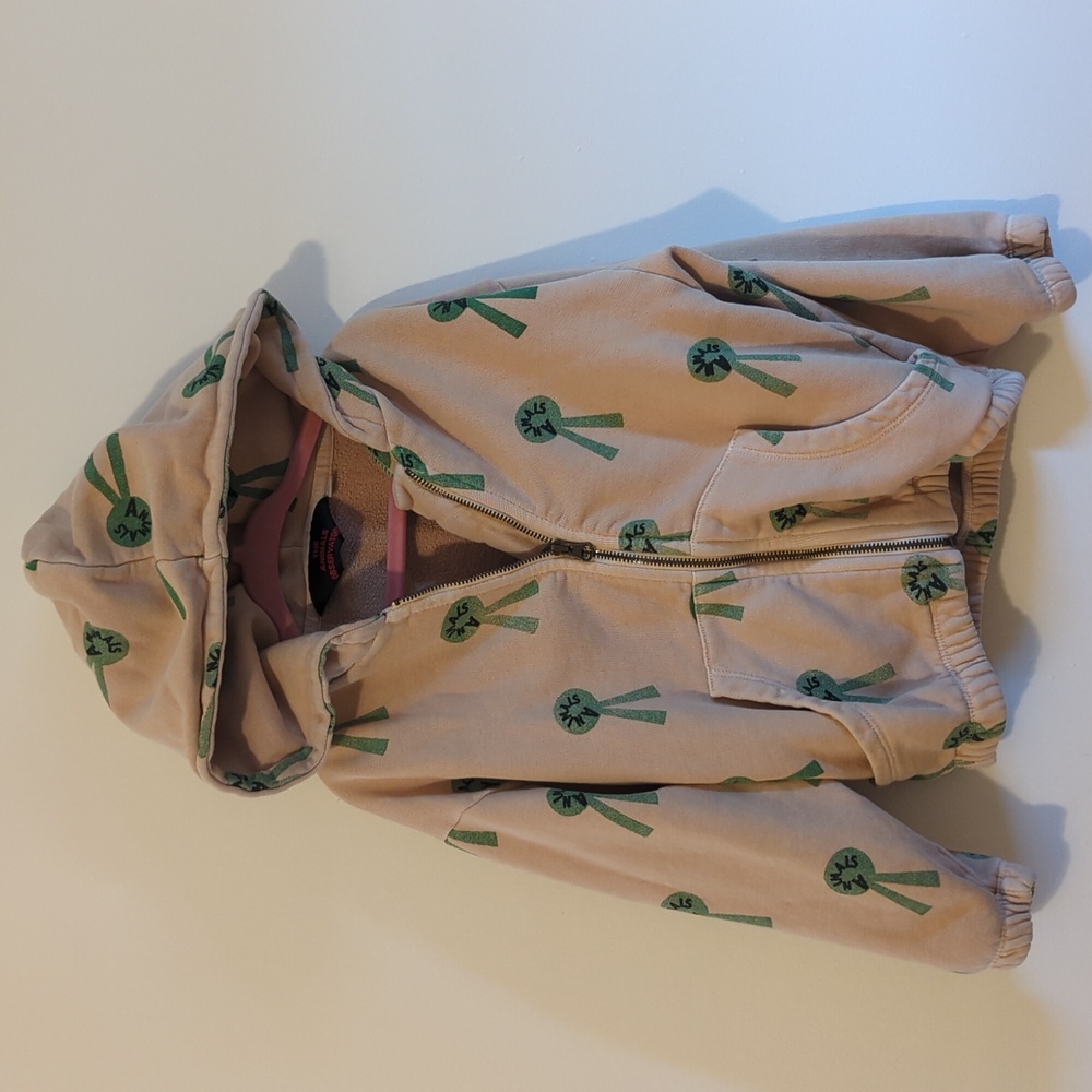 The Animals Observatory tan zip-up hoodie